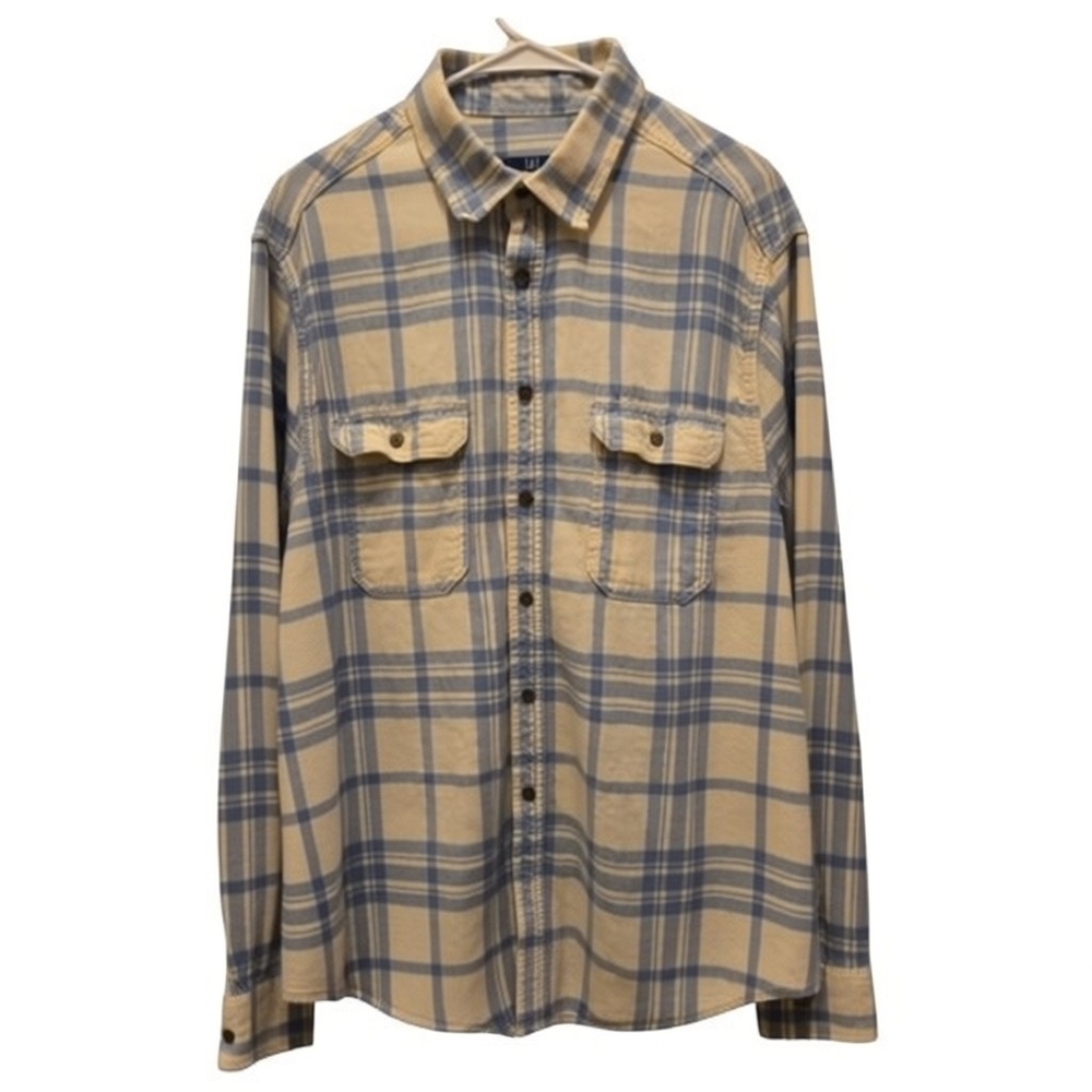 GEORGE MEN'S BUTTON DOWN BLUE AND WHITE SHIRT XL